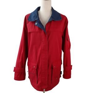 Pacific Trail Red Blue Women's Vintage Jacket Coat Lined Pockets Size Medium